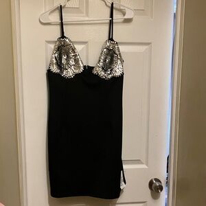 ASOS Black Mini Dress with Silver Sequin Cups